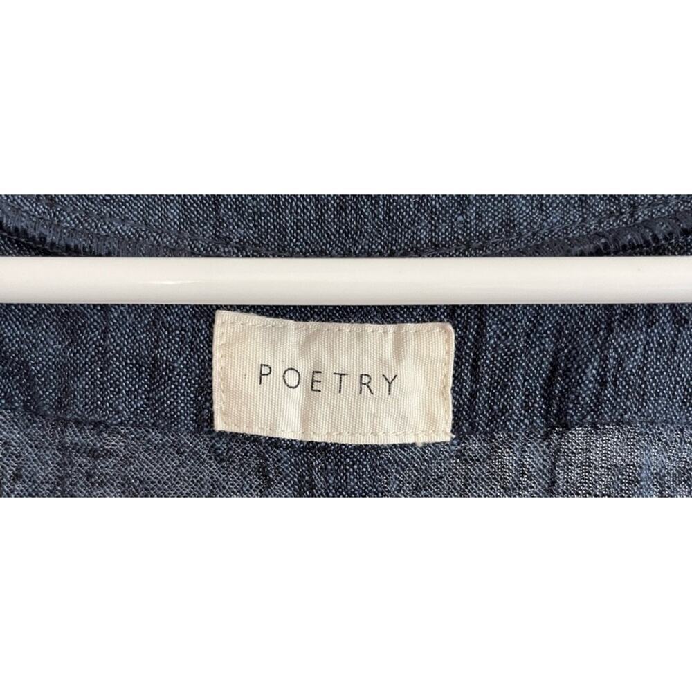 POETRY Dark Indigo Linen Blend Cropped Wide Leg Jumpsuit US 8 - Picture 11 of 12